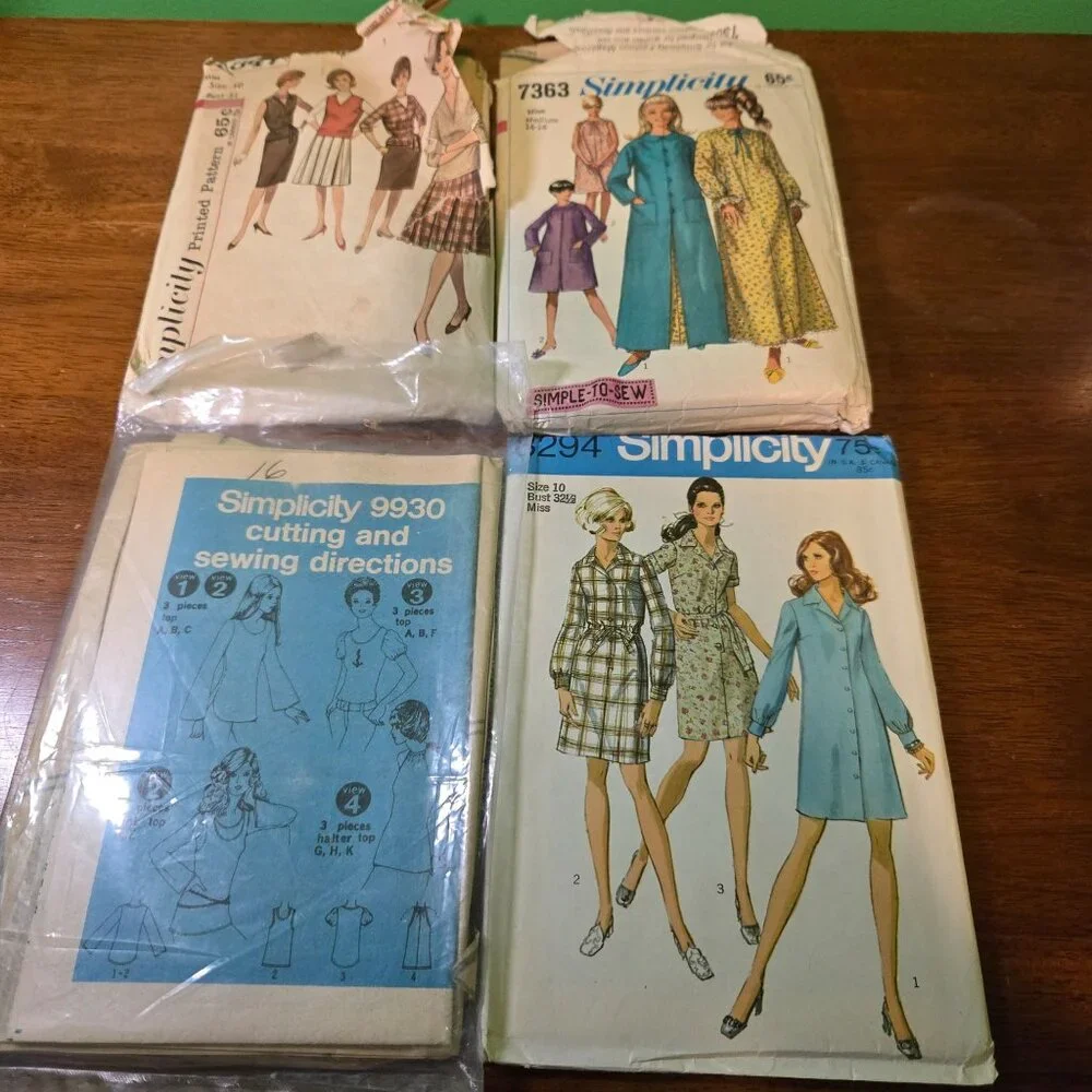 Simplicity womens sewing patterns 1970s dress,robe,bikini,skirts,tops Unverified